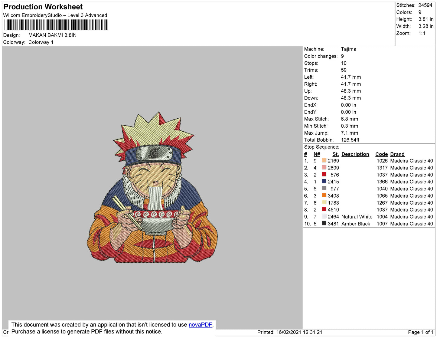 Naruto Uzumaki v10 Embroidery Design Files - 5 Size's