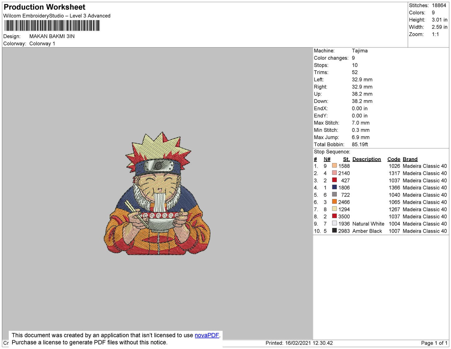 Naruto Uzumaki v10 Embroidery Design Files - 5 Size's