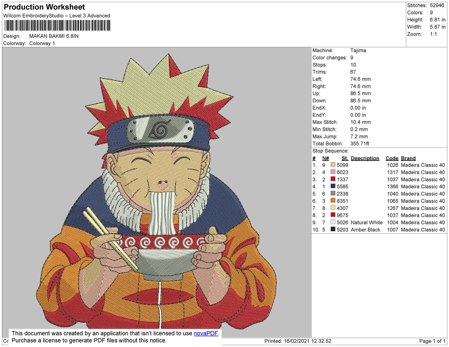 Naruto Uzumaki v10 Embroidery Design Files - 5 Size's
