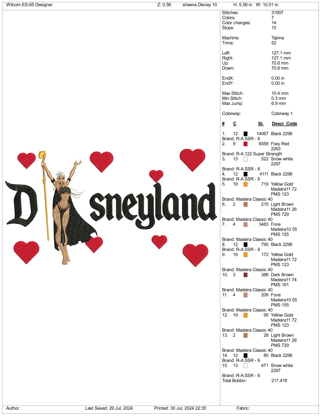 Queen La Disneyland Embroidery Design Files - 3 Size's