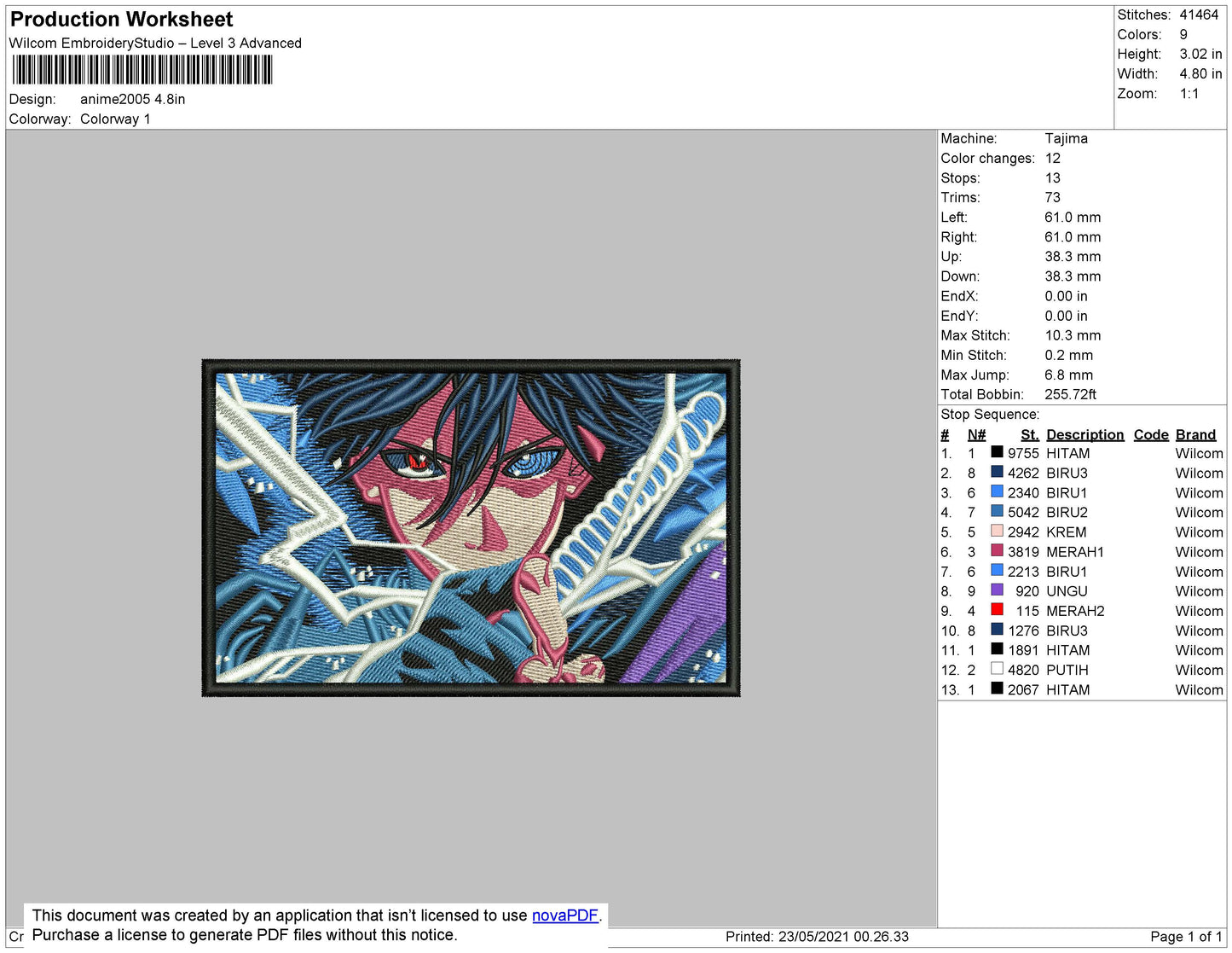Sasuke Light Rectangle Embroidery Design Files - 4 Size's