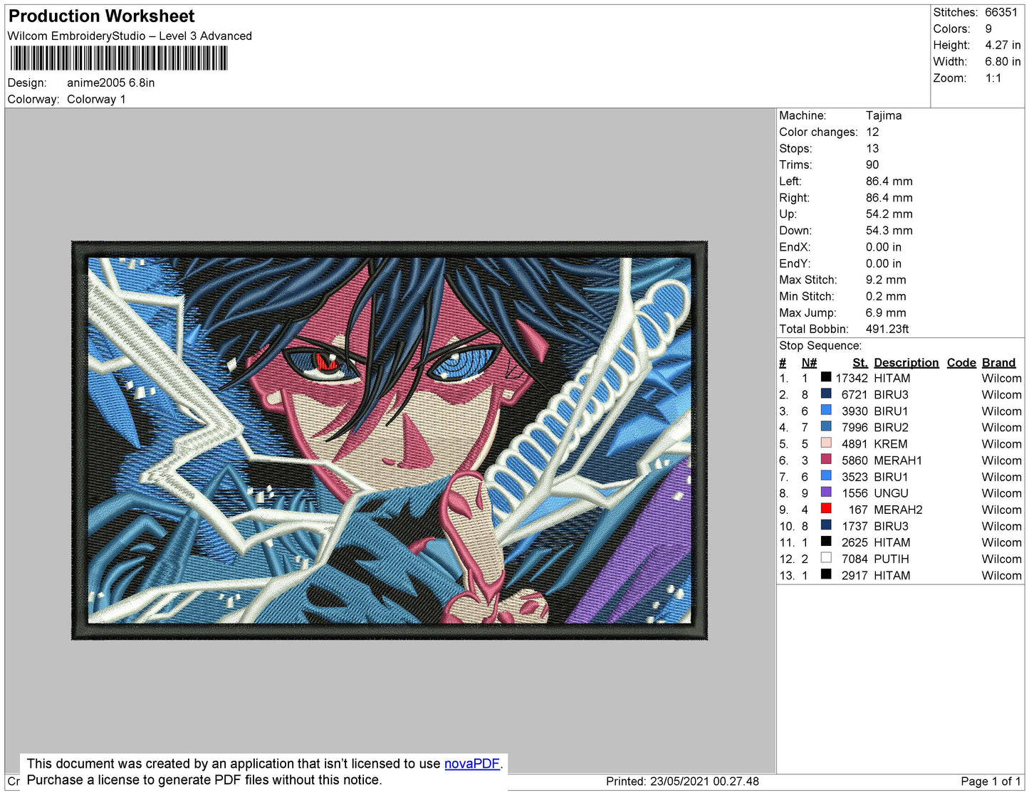 Sasuke Light Rectangle Embroidery Design Files - 4 Size's