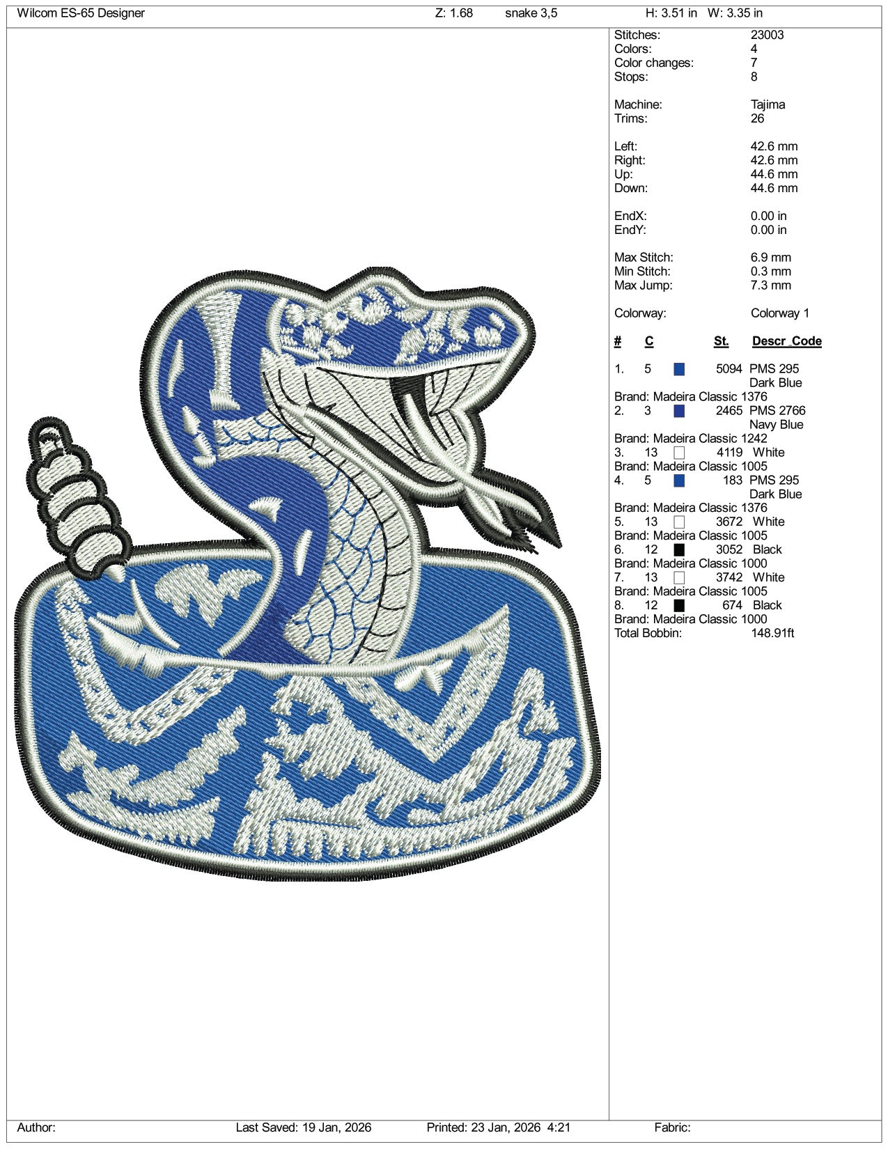 Snake Box Embroidery Design Files - 3 Size's