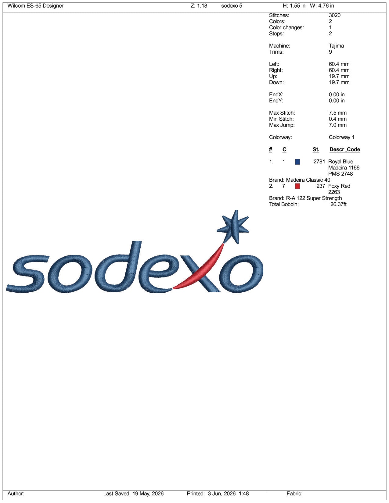 Sodexo Logo Embroidery Design Files - 3 Size's