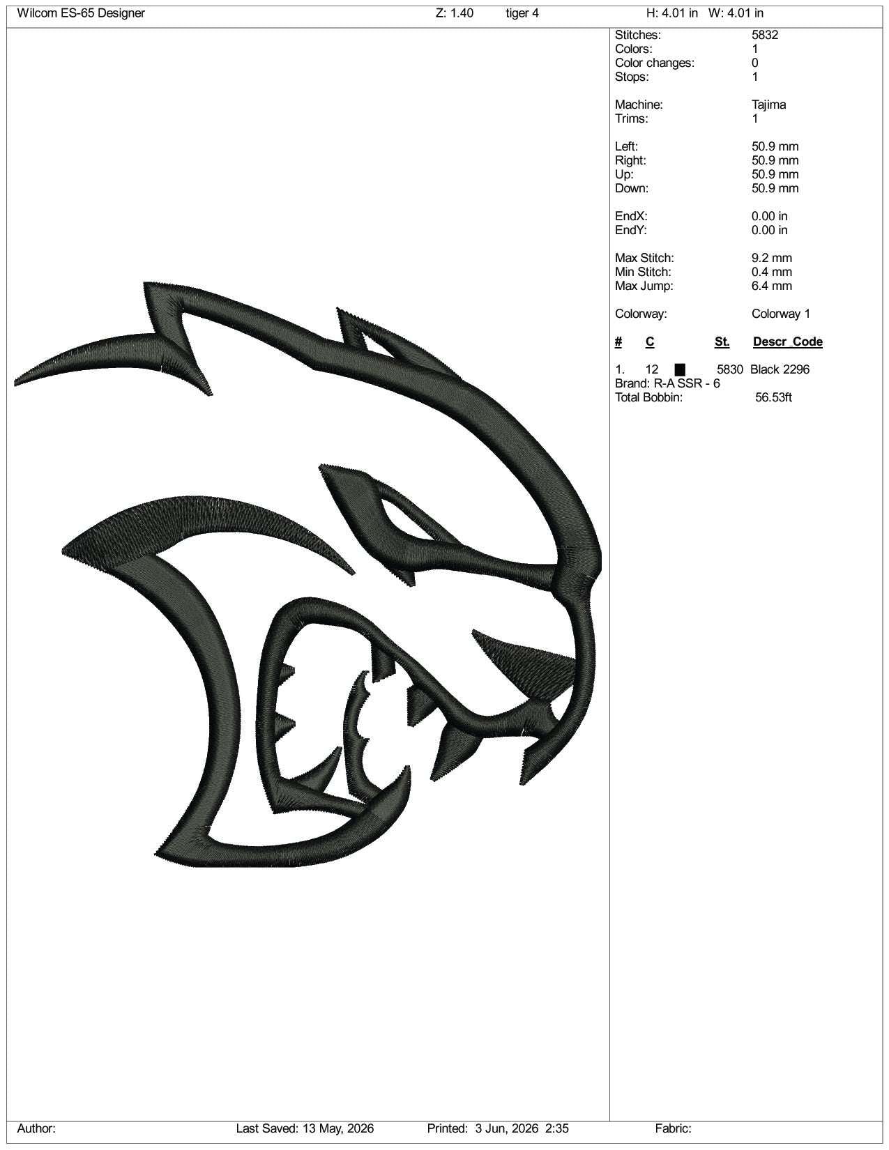 Dodge Challenger SRT Hellcat Logo Embroidery Design Files - 3 Size's