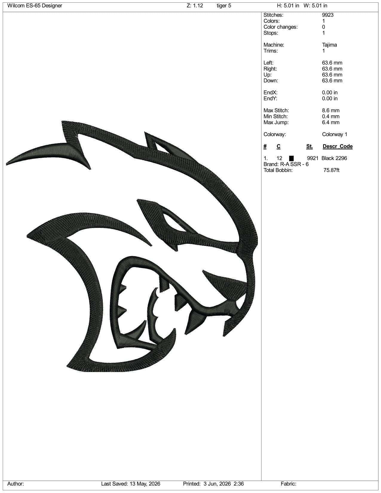 Dodge Challenger SRT Hellcat Logo Embroidery Design Files - 3 Size's