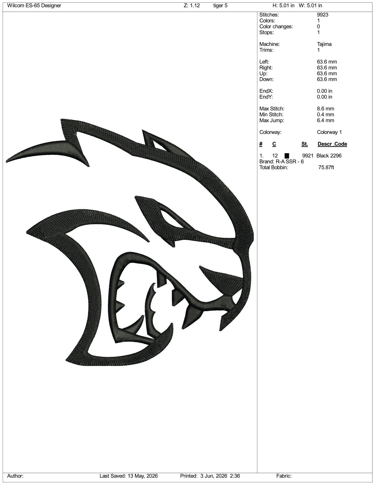 Dodge Challenger SRT Hellcat Logo Embroidery Design Files - 3 Size's