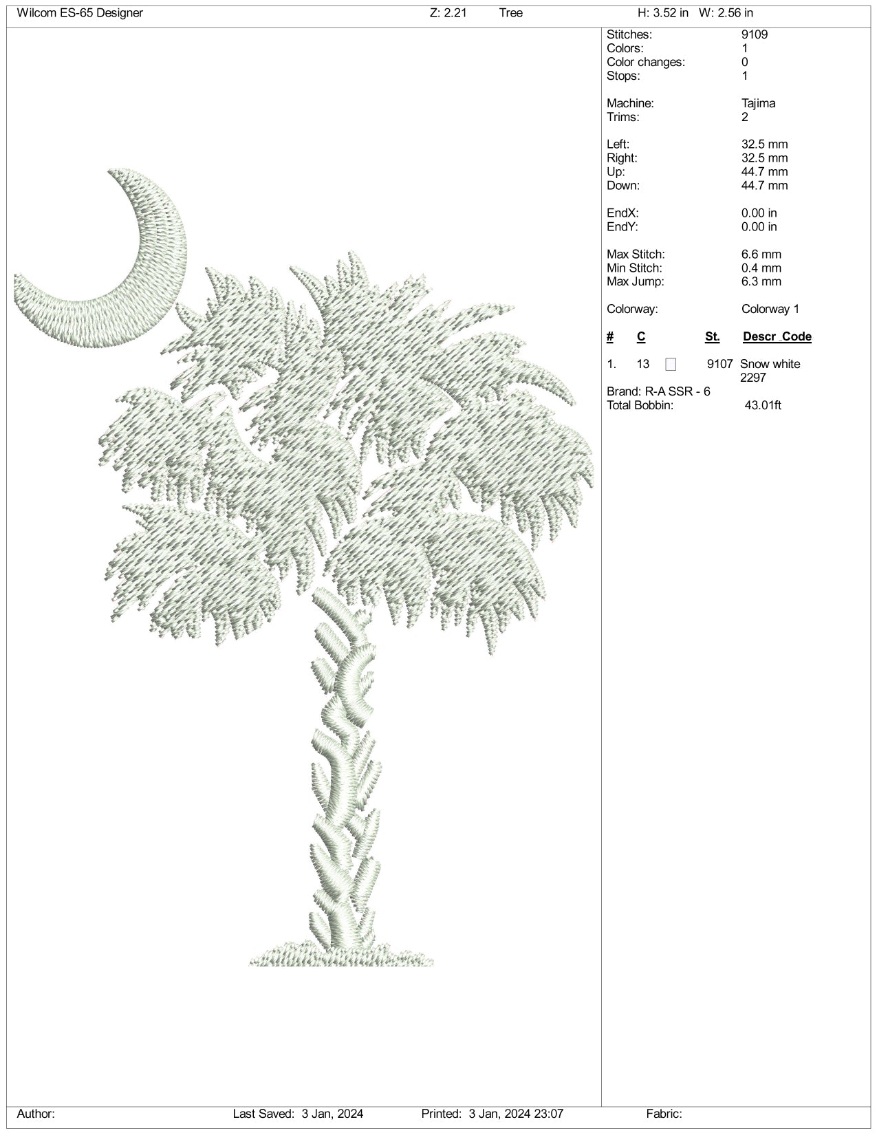 Moon Tree Embroidery Design Files - 3 Size's