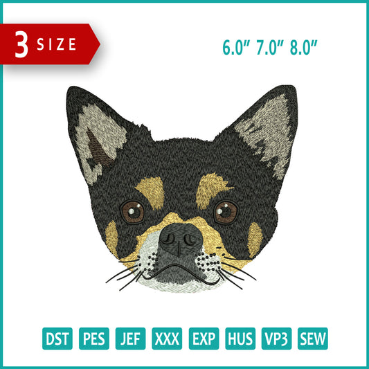 Dog Face v2 Embroidery Design Files - 3 Size's